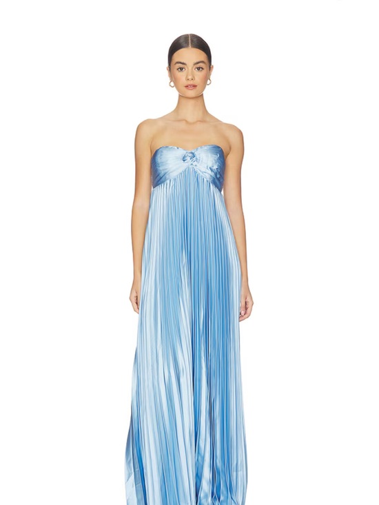 Astr Dresses & Skirts - x REVOLVE Cyrina Gown
ASTR the Label Strapless Pleated Satin Maxi Dress in Blue